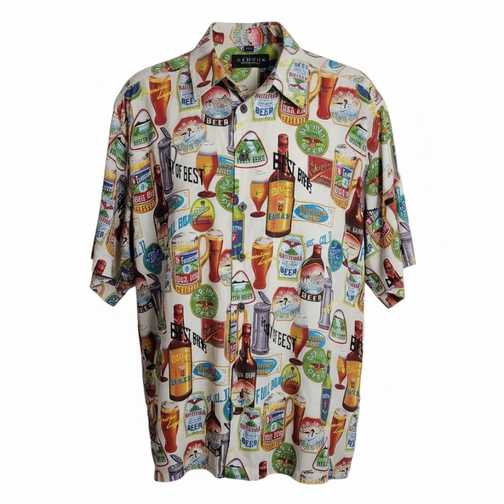 Cactus Black Label beer print button down short sleeve novelty shirt size large